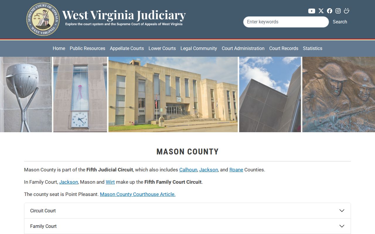 Mason County court docket directory from the West Virginia judiciary
