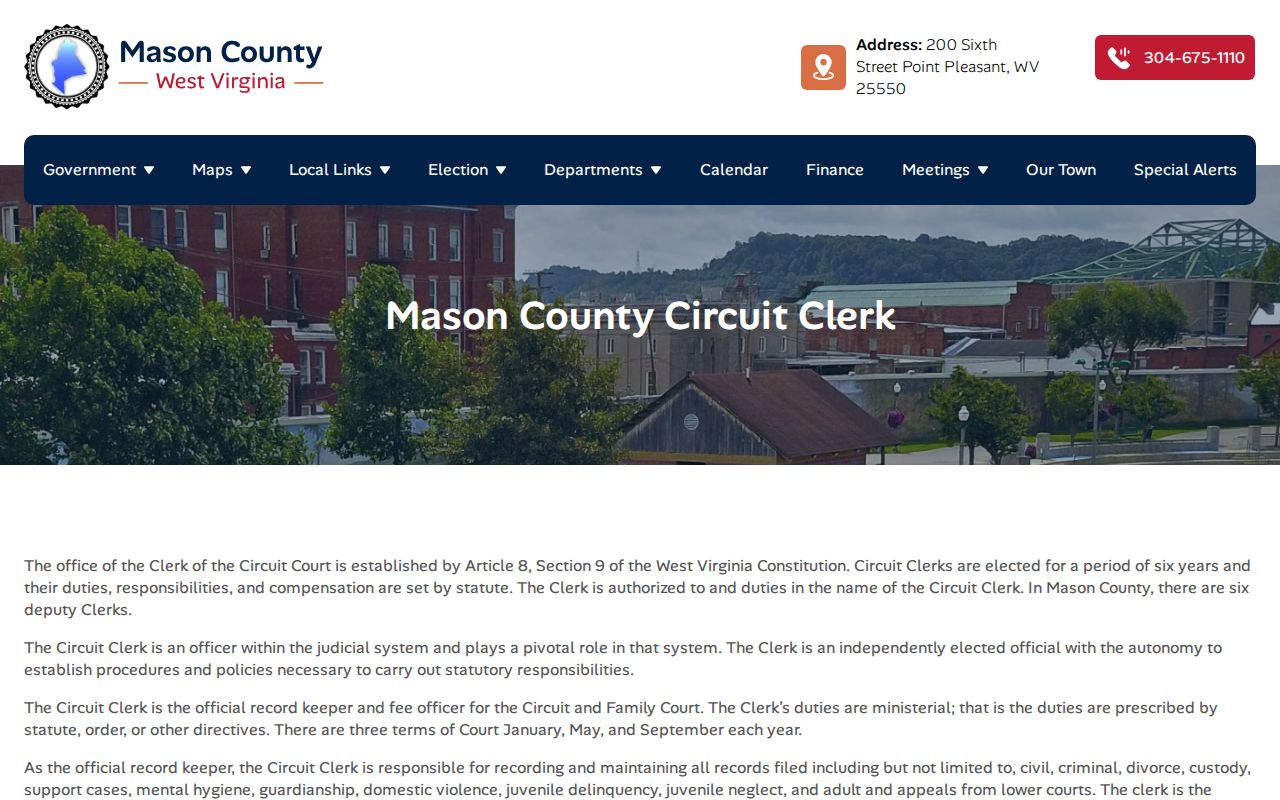 Mason County court schedule Circuit Clerk contact page